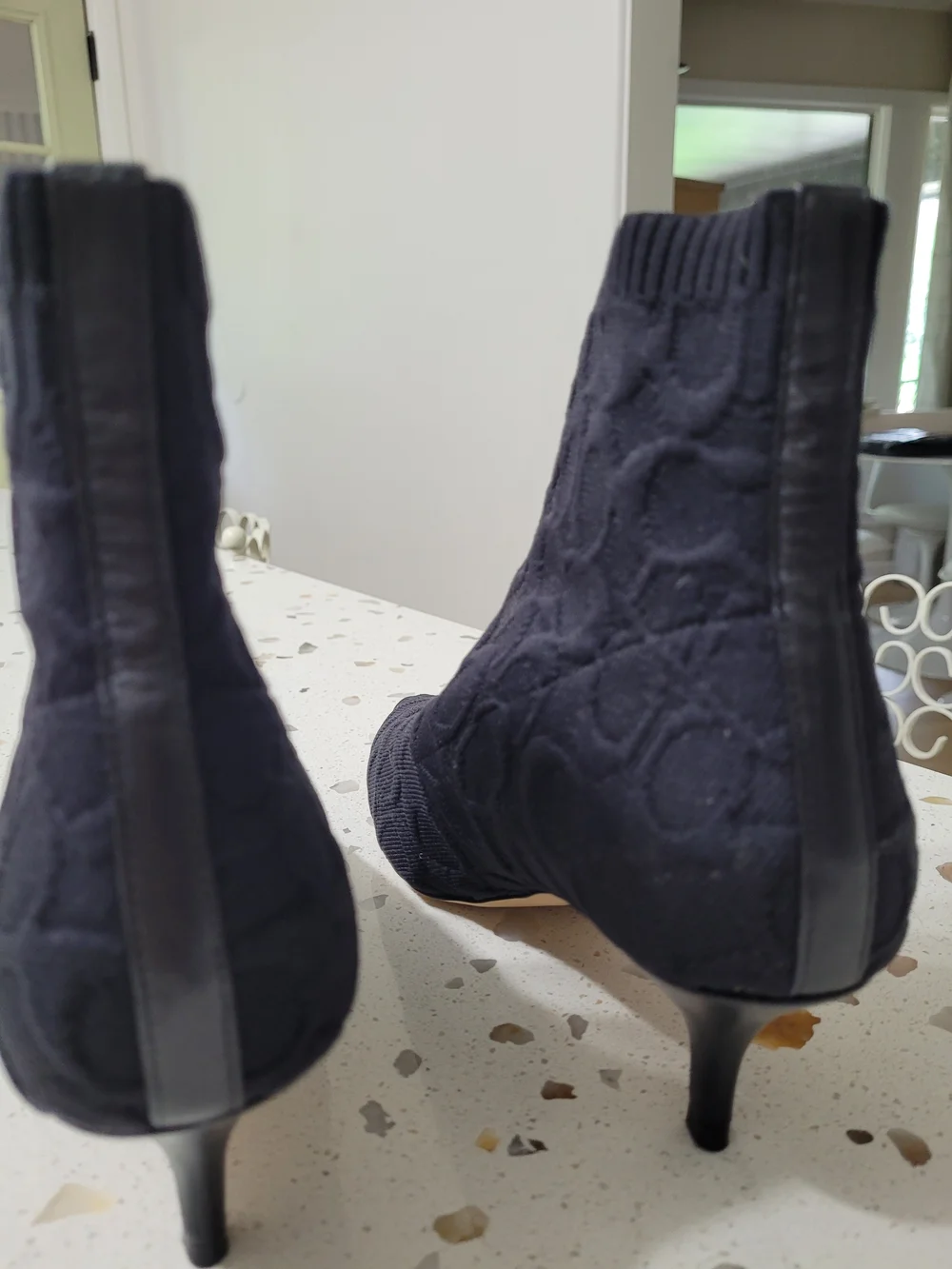 Coach Jade Knit Sock Pull On Pointed Toe Ankle Booties Black Monogram - Picture 4 of 6